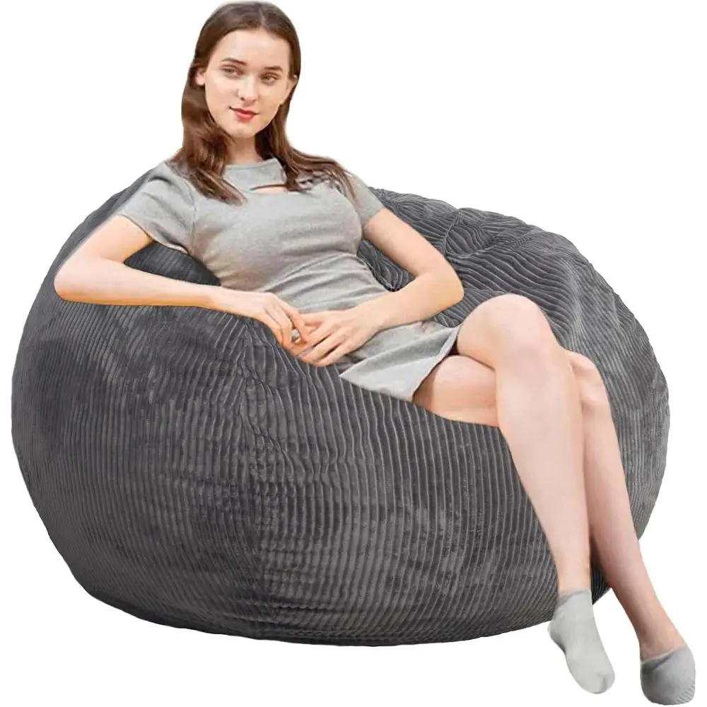 Luxurious Memory Foam Bean Bag Chair for Adults and Teens, Ultra Soft Fabric, Ideal for Living Room, Bedroom, or Dorm (Grey)