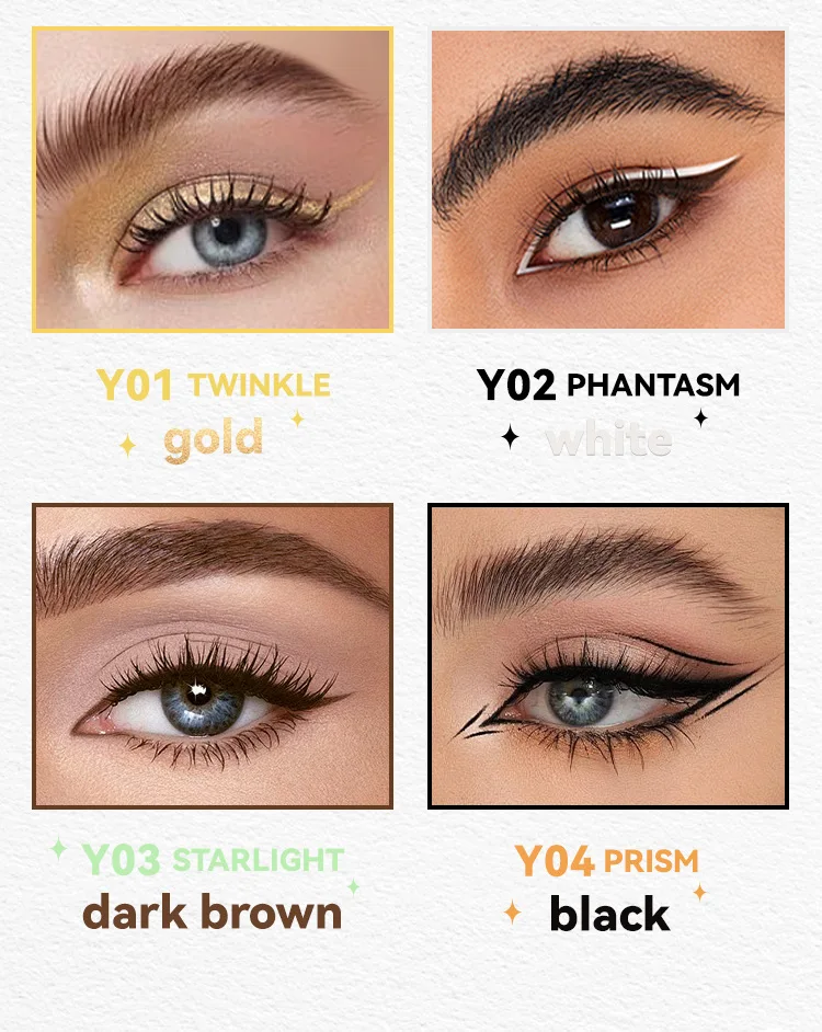 Gel-eyelinerpotloodset 4-kleuren Zwart Bruin Naakt Wit Vlekbestendig Ultraslank Natuurlijke uitstraling Dagelijkse set