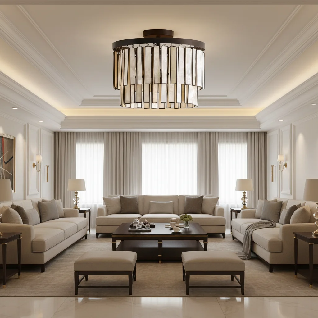 American Country Shell Ceiling Light Luxury High-End Minimalist Flush Mount Dining Room Hotel Corridor Round Design Ceiling Lamp