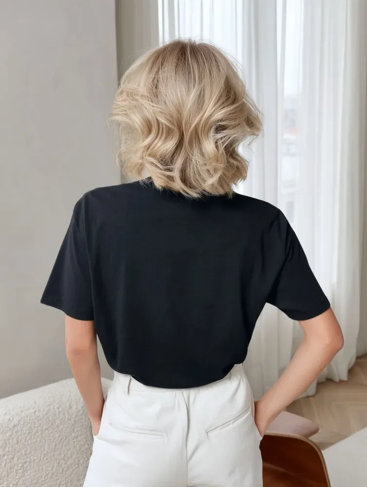 Summer Russian Style Pure Cotton Women clothing TV Doll Printed Graphic T shirt y2k Versatile Commuting Half sleeved Tops