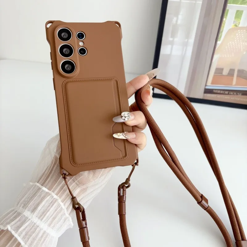 Brieftaschen-Kartenetui mit Umhängekordel für Samsung Galaxy S26 Ultra S25 FE S23 S21 S22 S24 Plus Stoßfeste Crossbody-Halskordel-Schutzhülle