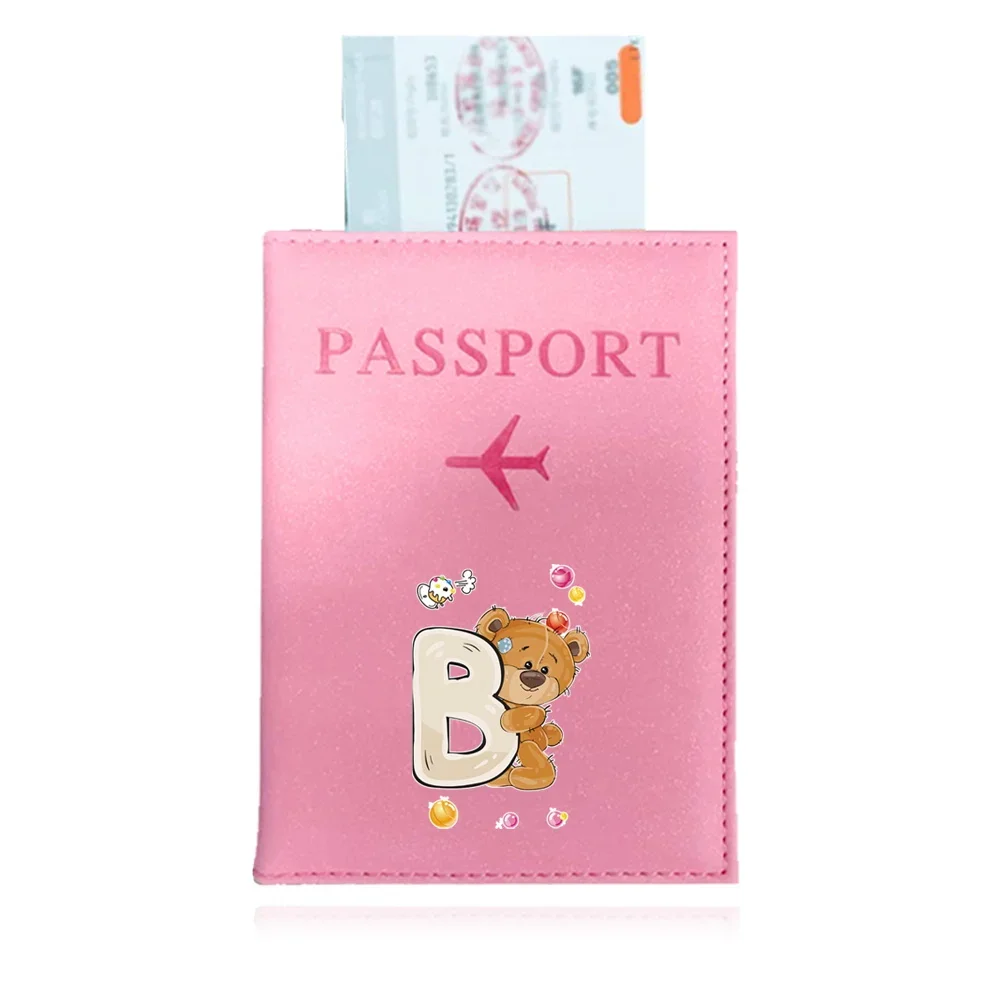 1pcs Passport Cover Bear Letter Series Waterproof Case for Passport Business Credit Card Documents Holder Protective Case Pouch