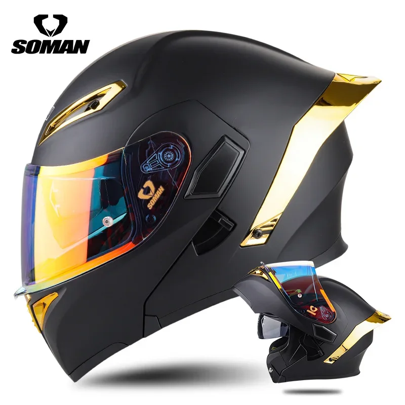 Motorcycle Double Sun Visor Full Face Helmet Crash Motorbike Motocross Men Women Flip Up Helmet Cascos Para Moto Capacete