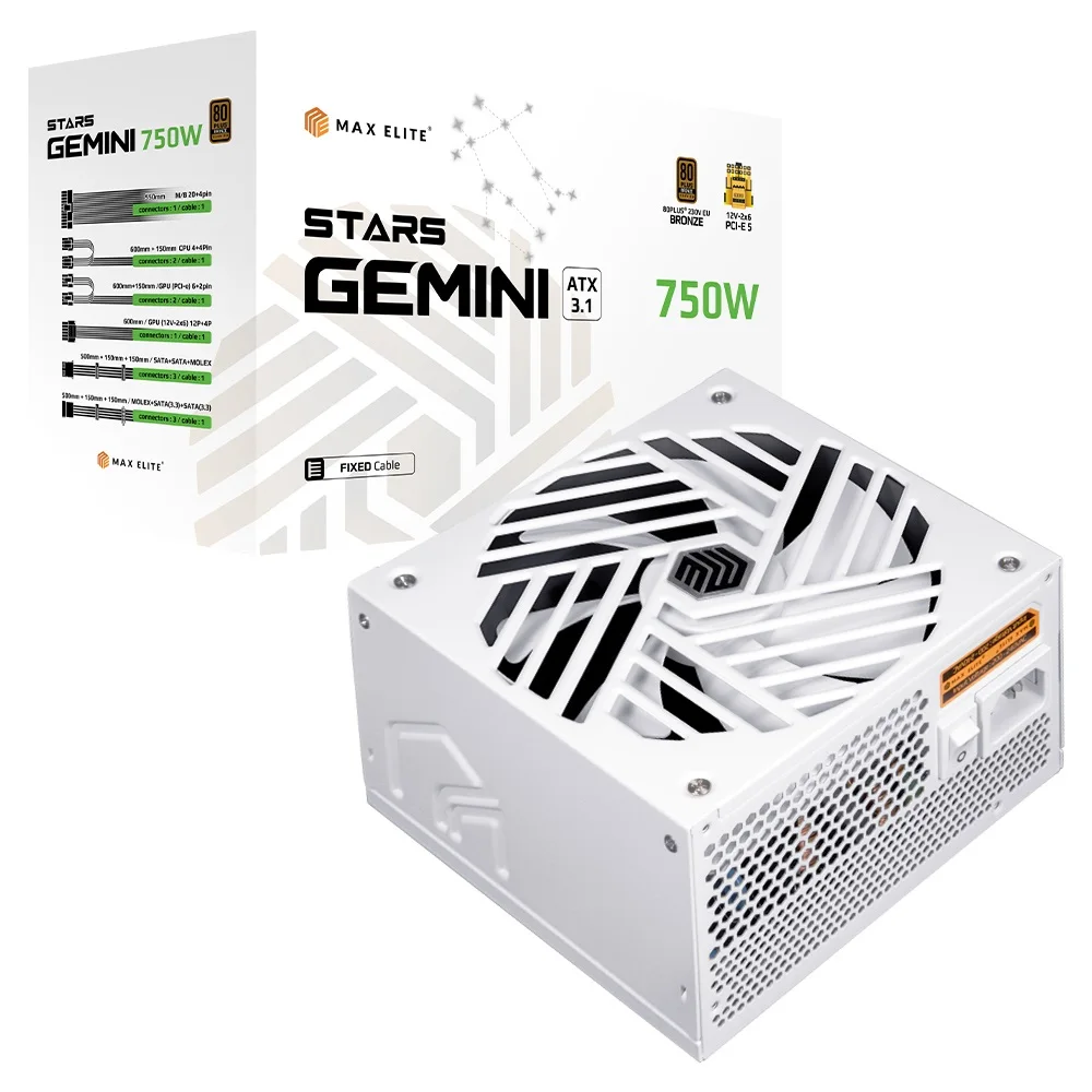 Hit Max Elite Stars Gemini 750W 80Plus برونزي Atx3.1 أبيض / مصدر طاقة / منتج كوري أصلي / شحن محلي إلى كوريا