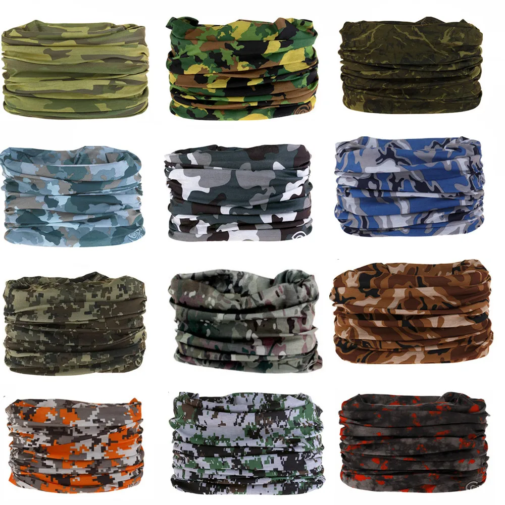 Bandana mágica de camuflaje sin costuras para hombre y mujer, polaina de cuello, diadema de Cachemira, tubo de pesca, protección facial, bufanda, gorro