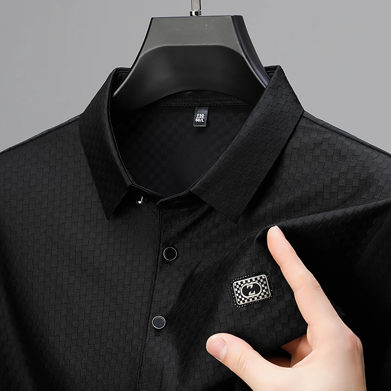 Summer New 7A Antibacterial Short sleeved Men's POLO Shirt Business Light Luxury Quick Drying Polo Collar Solid Color New Top