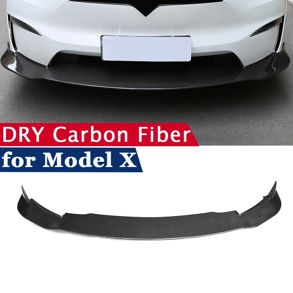 Dry Carbon Fiber Cover for Tesla Model X 2023 2024 Car Front Bumper Lip Body Kit Spoiler Splitter Canard Guard