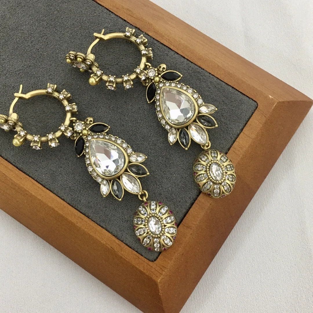 

Vintage court-style sunflower water drop women's earrings