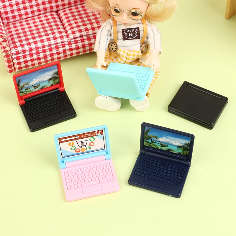 1/12 Dollhouse Office Computer Toys Dollhouse Laptop Model Dolls House Decoration Accessories