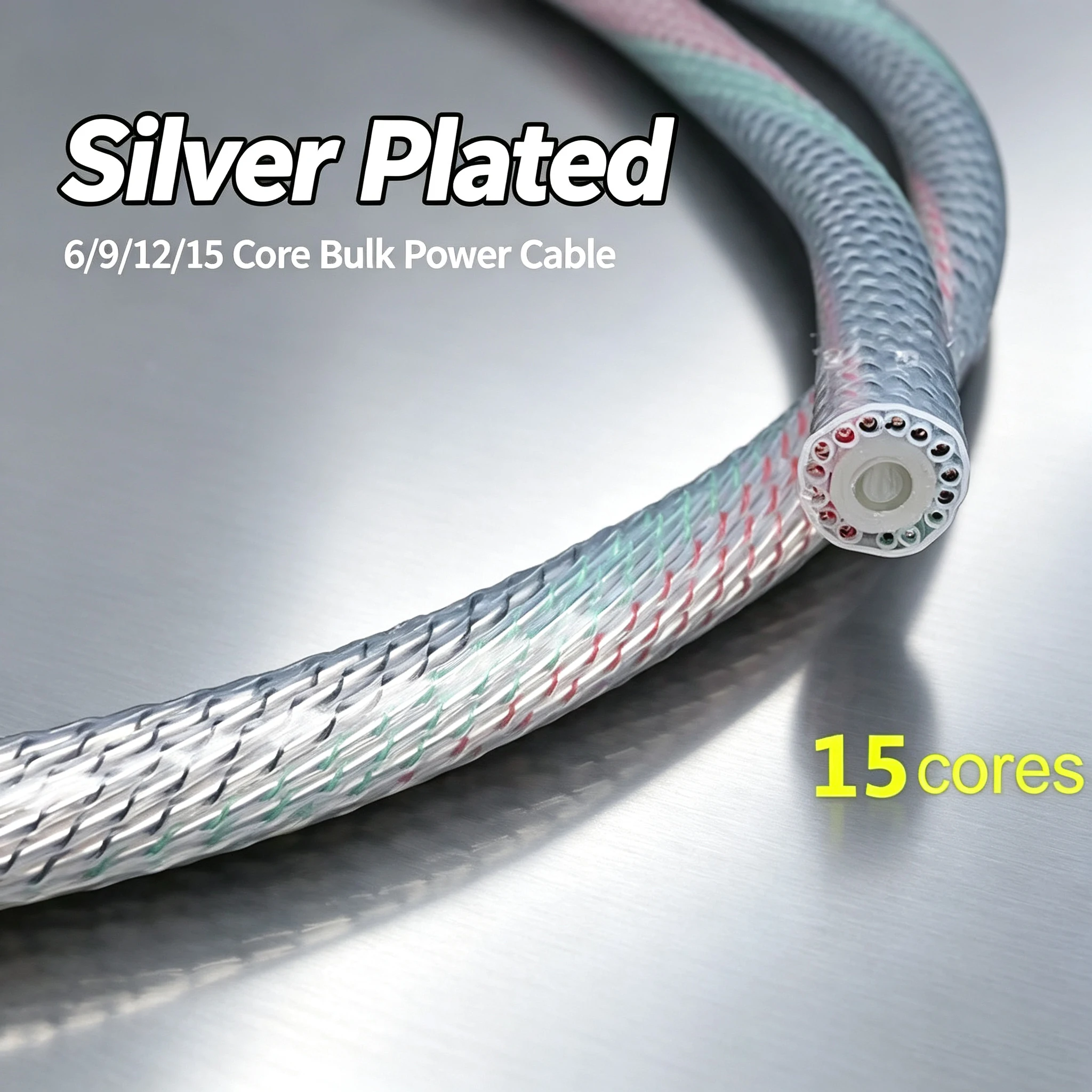 7N Copper Silver Plated 6/9/12 Core Bulk Power Cable DIY Speaker Cable Bulk Wire For Amplifier CD Player