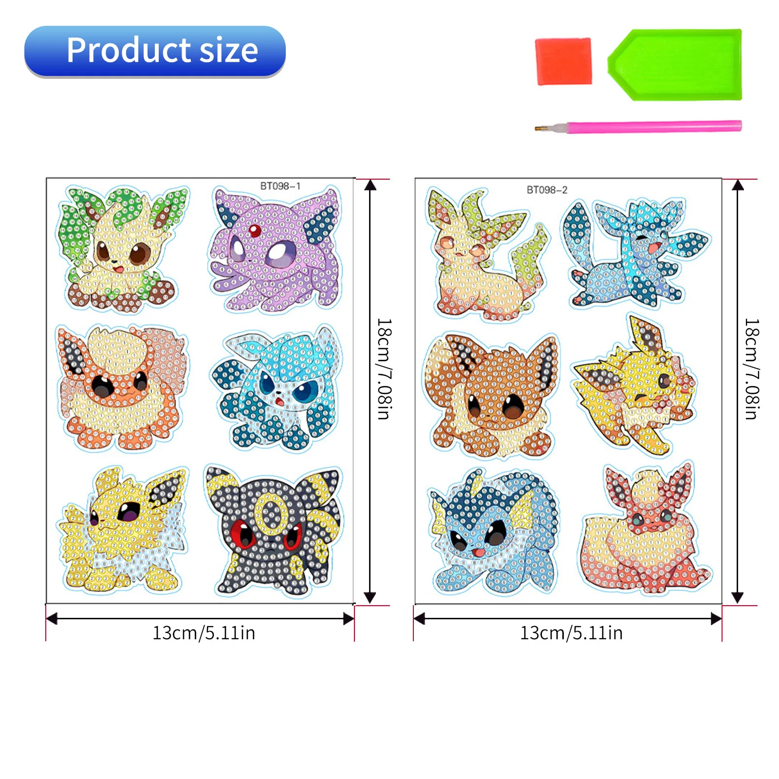 keeppley&Pokemon Crystal Full Diamond Cartoon Poster Handmade 5D DIY Decorative Material Pack Cute Pikachu Birthday Gift view 4