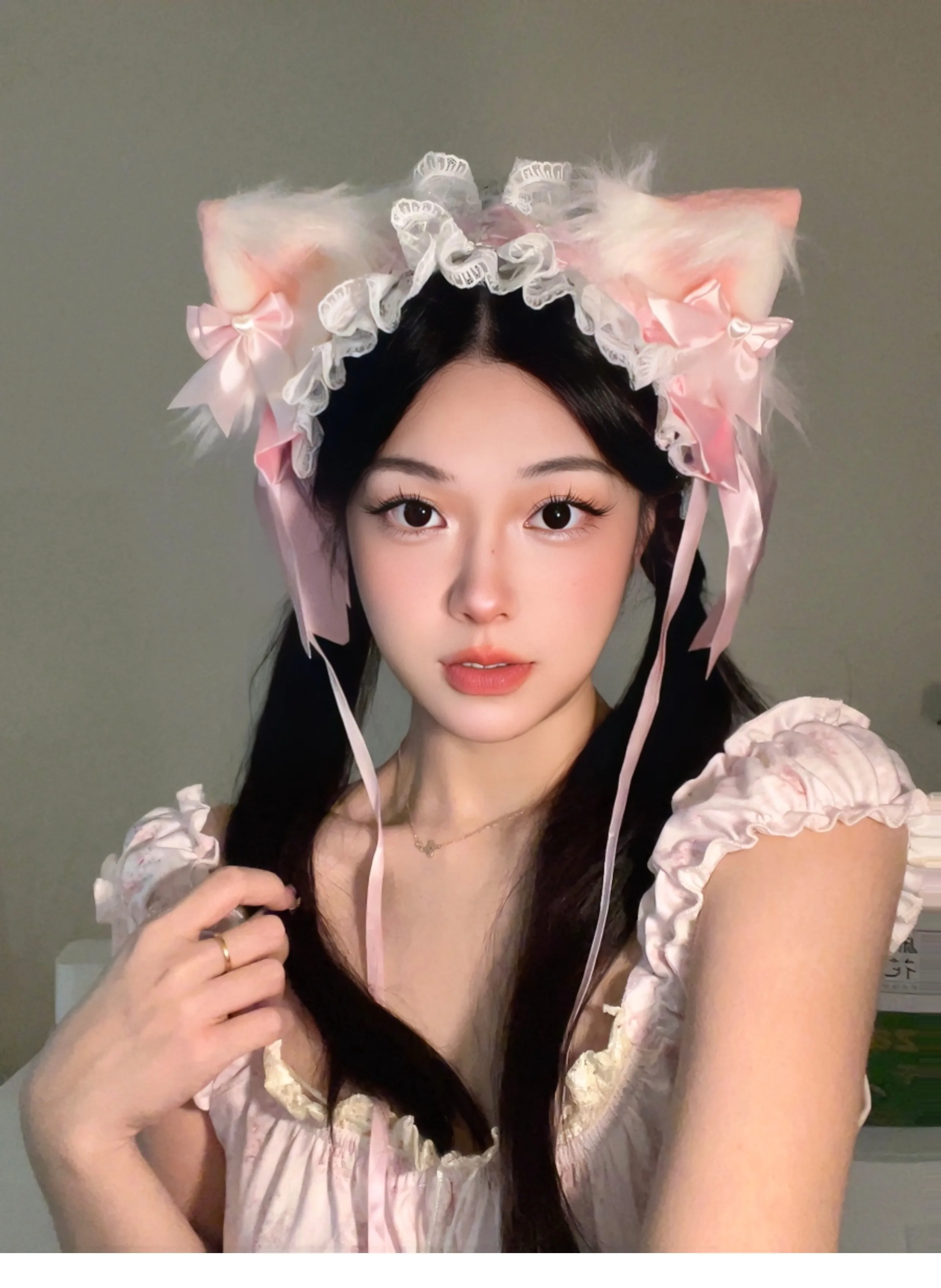 1 Stuk Kawaii Kat Oren Hoofdband Kanten Strik Hoofd Wrap Lolita Bruiloftsfeest Cosplay Meid Hoofdtooi Vrouwen Meisjes Anime Haaraccessoires