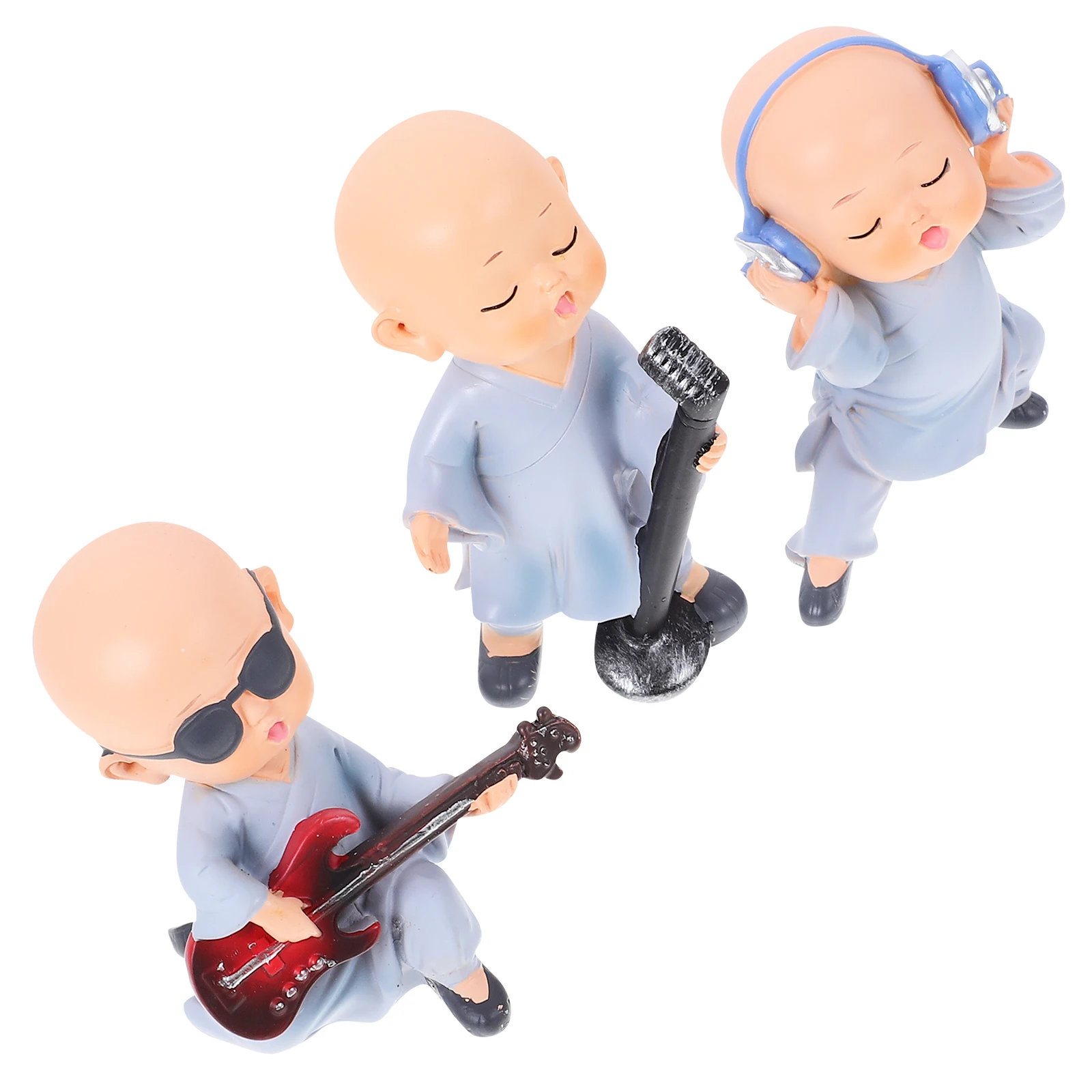 

3 Pcs Car Dashboard Decor Adorable Monk Figurines Small Buddha Statue Resin Crafts Car Accessories Bedroom Table Gardening Use