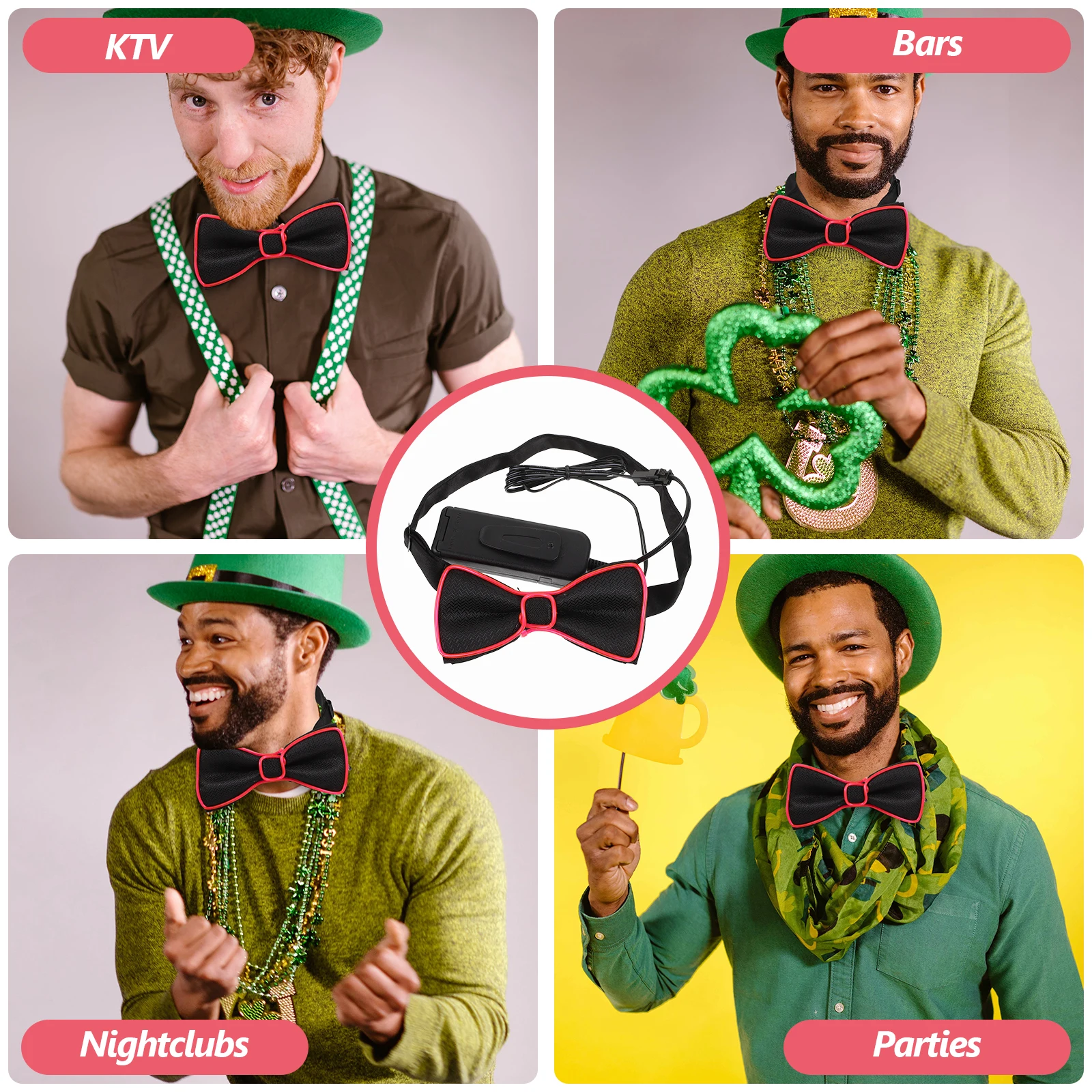 

LED Light Up Bow Tie Luminous Costume Accessories for Men Party Props Wedding No Dance Nightclub