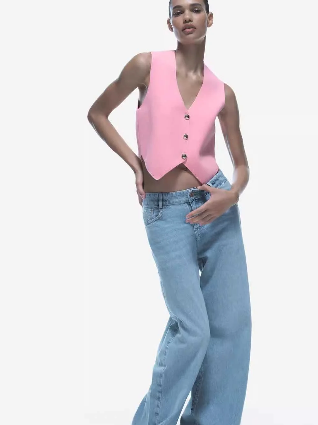 Summer 2025 New Vintage Women's ort Fit V-ne Tank Top Vest Faion Commute Sle Single Button Closure  Color Polyester