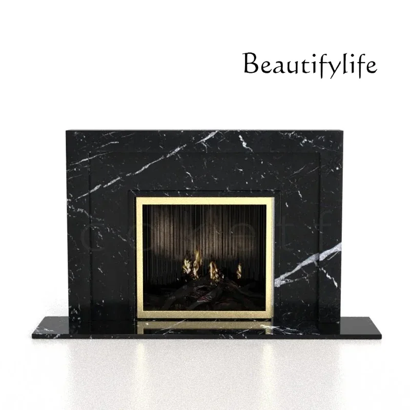 R Marble Fireplace Light Luxury Designer Villa Living Room Wall Mantel Decorative Cabinet
