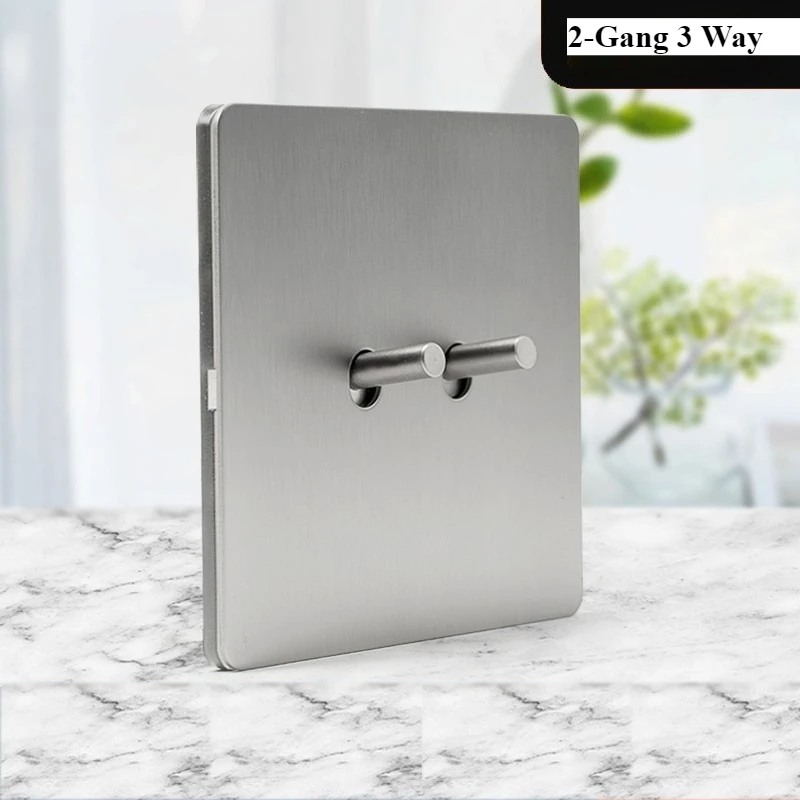 Interruttore a levetta per lampada da parete per la casa Interruttore da pannello in acciaio inossidabile con leva retrò a 2 vie da 1-4 gruppi