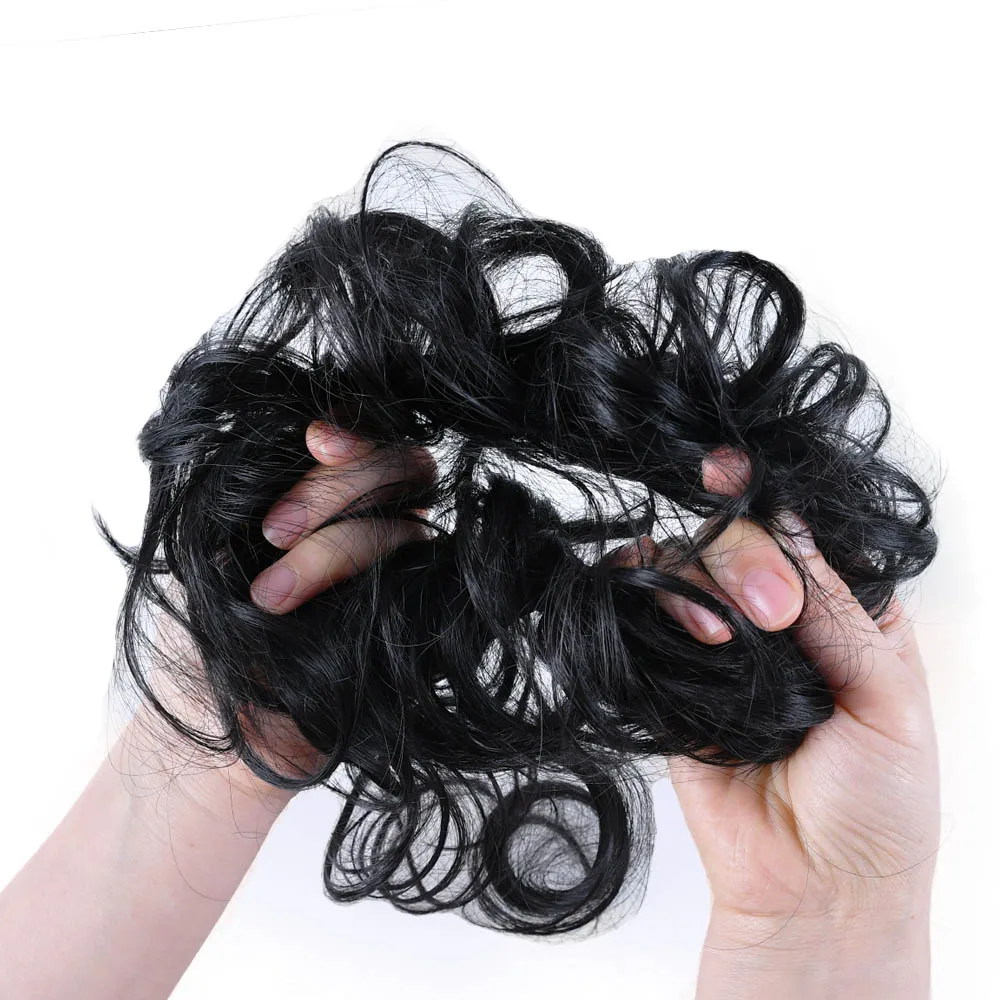 Synthetic Curly Messy Bun Hair Piece Rubber Band Ponytail Extension Women's Updos Tousled Hairpieces