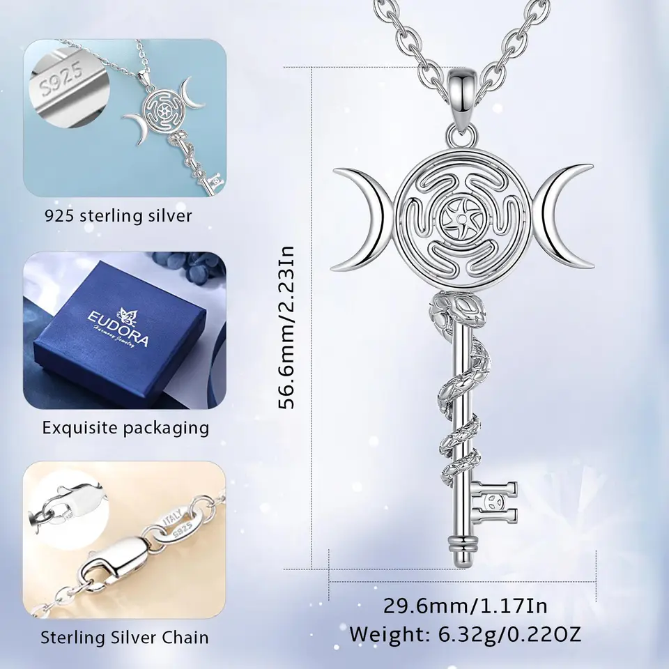 Eudora 925 Sterling Silver Hekate Wheel Necklace for Women Snake