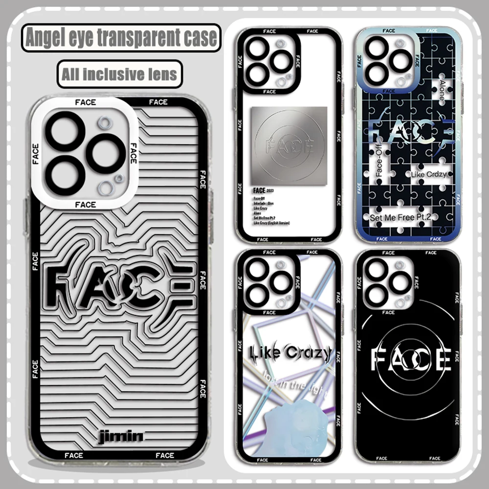 

Phone Case JlMIN FACE For iPhone 16 15 14 13 12 11 Mini Pro Max X XR XSMax 7 8 Plus Transparent Soft TPU Back Cover