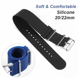 18mm 20mm 22mm One Piece Silicone Strap for Casio Soft Rubber Band for Seiko Black Grey Men Women Replace Bracelet Accessories