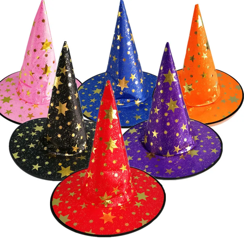 Halloween Hat Kids Adult Masquerade Dress Up Magic Hat Bronzing Wizard Hat Pentagram Hat Happy Helloween Party Supplies 2024