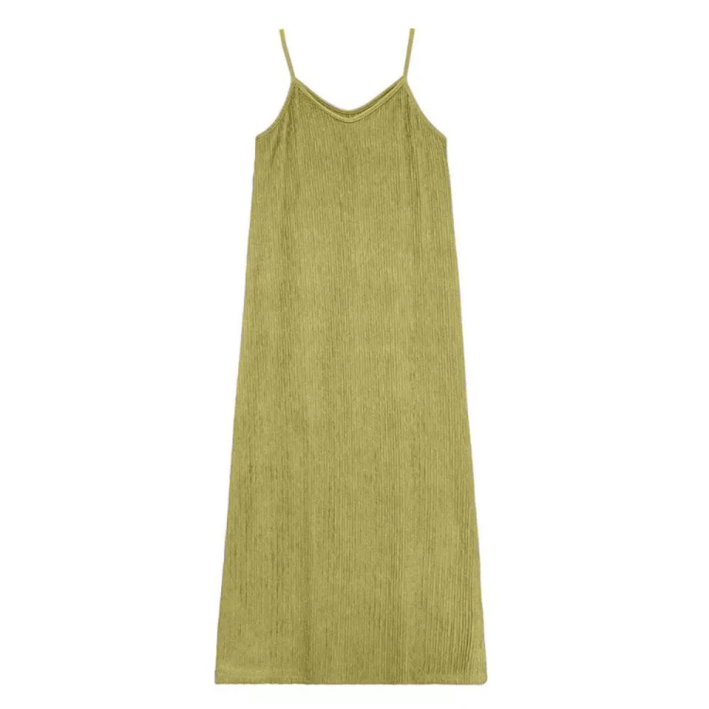 

Fashion A-line Loose Sling Dress Solid Color Round Neck Sleeveless Long Dress Beachwear Beach Vacation Sundress Holiday
