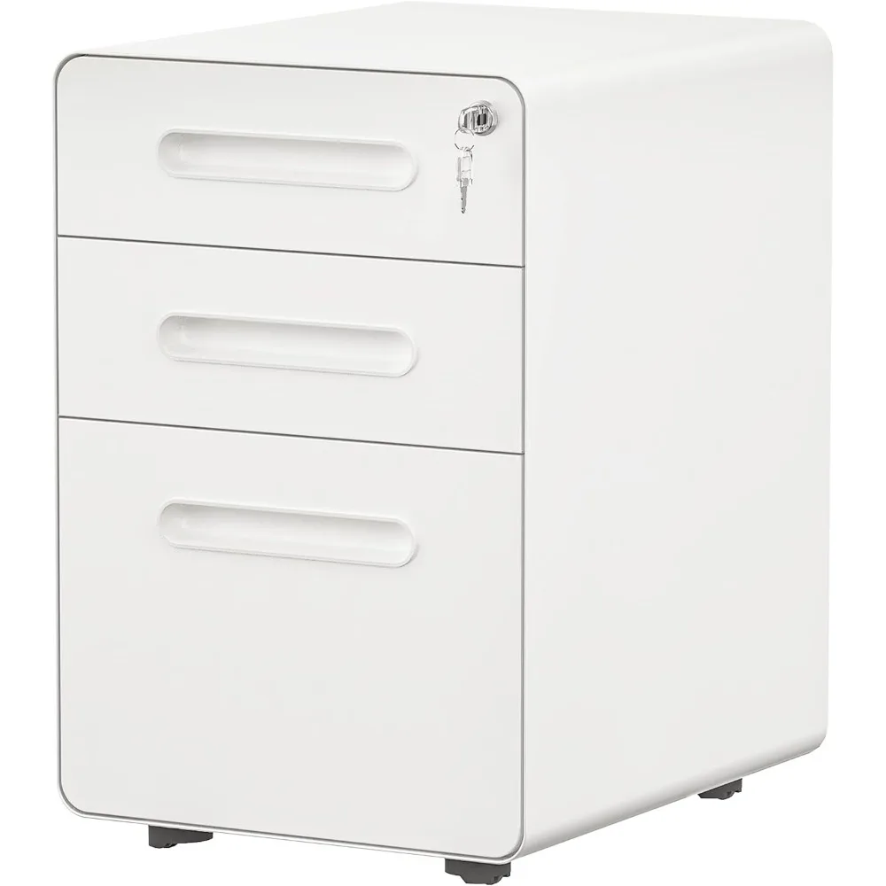 3-Drawer Rolling File Cabinet, Metal Mobile File Cabinet with Lock, Filing Cabinet Under Desk fits Legal/A4 Size for Home