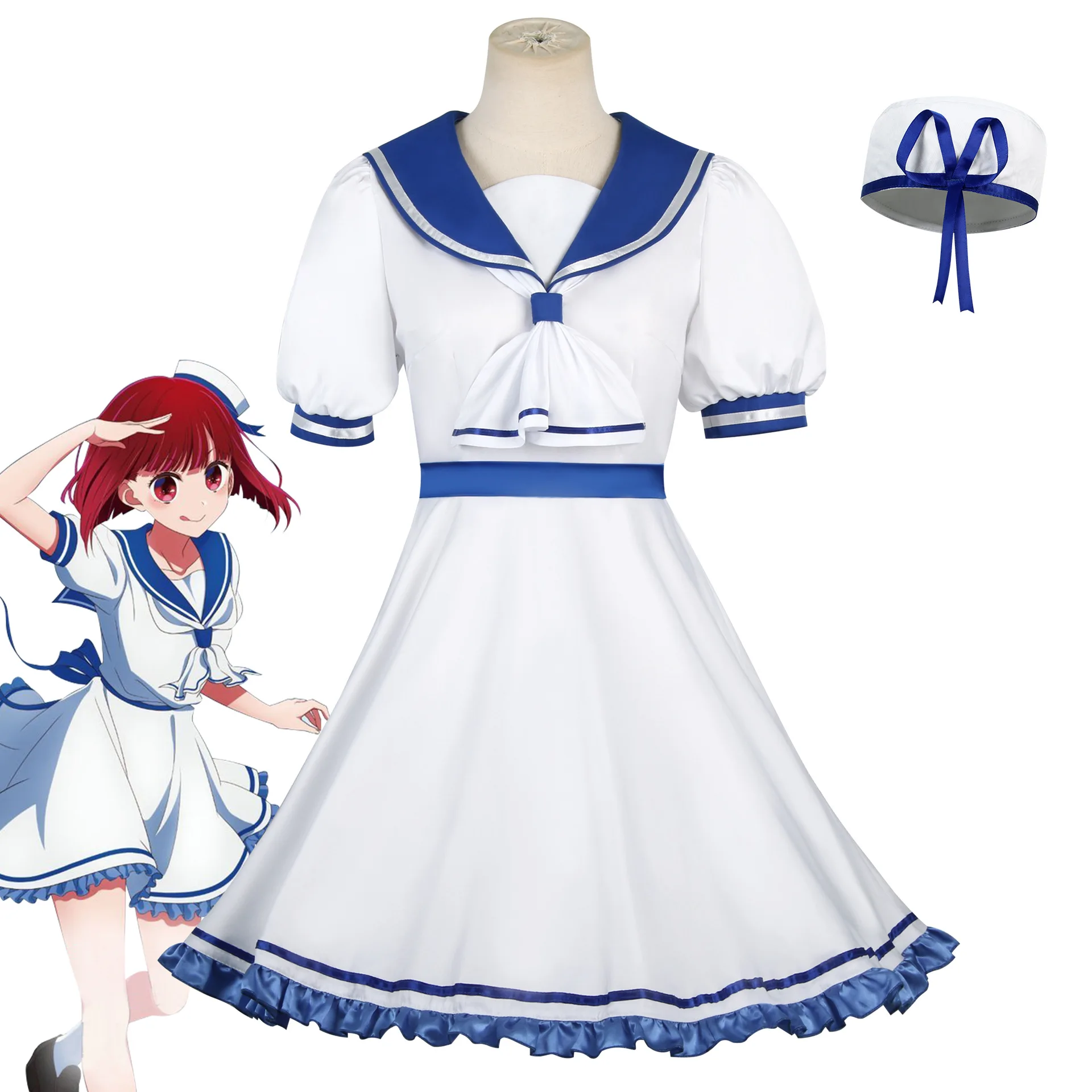 

HOshiNo Ko Cosplay Hoshino Rubii Arima Kana Campus Girl Sailor Suit Hoshino Akuamarin Clothes Cosplay for Women Summer Dress