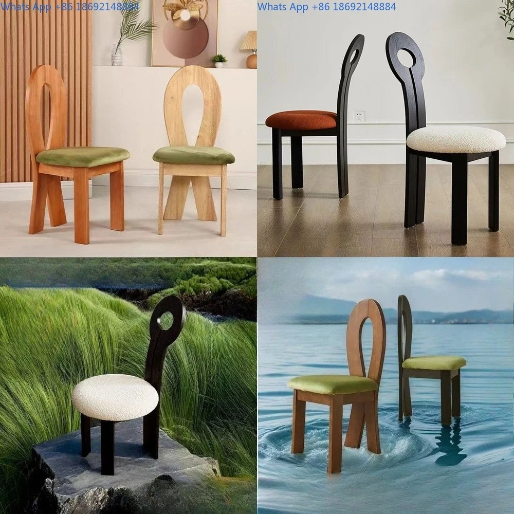 

Vintage dining chairs for home use, Nordic retro chairs for makeup, French style solid wood minimalist backrest chairs, keys