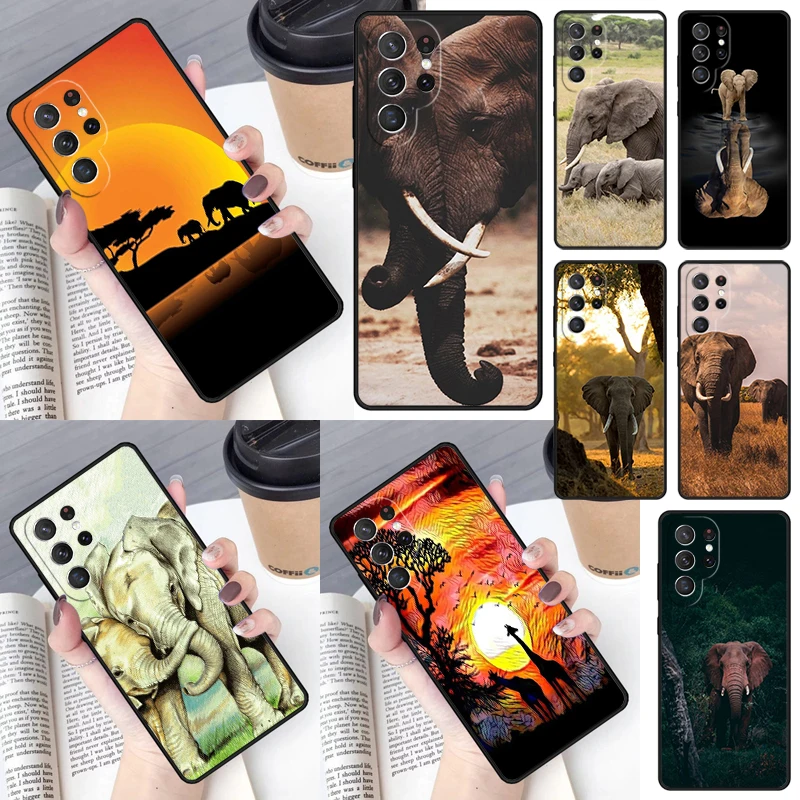 Elephant Love Affection Nature Cover For Samsung Galaxy S23 Ultra S22 S20 S21 FE S8 S9 S10 Plus Note 10 20 Ultra phone Case