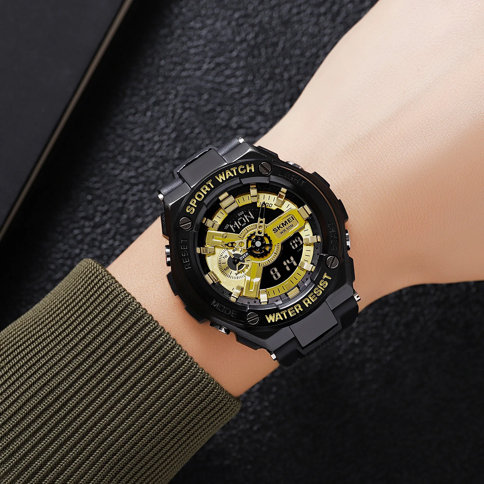 SKMEI Relojes Para Hombres رجل ساعة رياضية رقمية للرجال رجالي 5Bar مقاوم للماء ساعة توقيت 4 أجهزة إنذار التوقيت العالمي ساعات المعصم على مدار الساعة #4