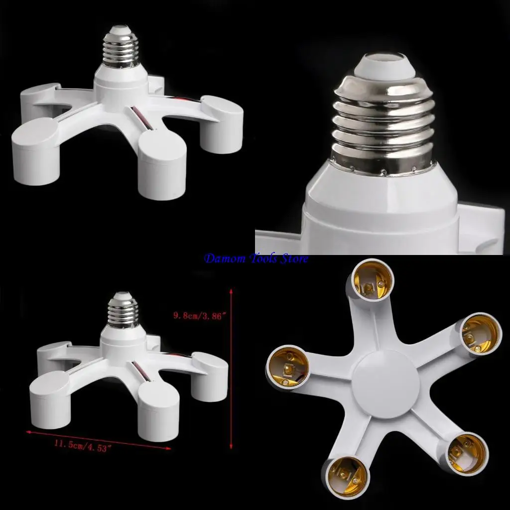 

57BE 5 In 1 E27 To E27 Base Socket Splitter LED Light Lamp Bulb Adapter Holder