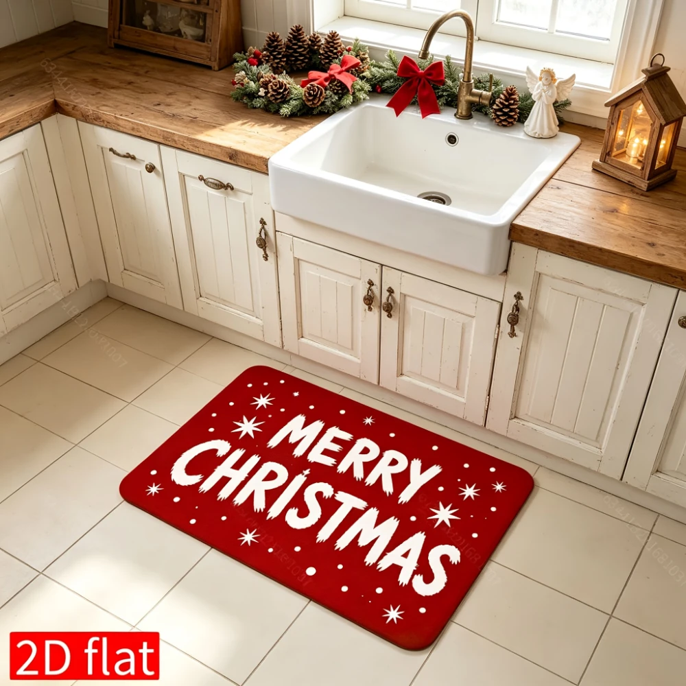 Christmas Plaid Doormat Bedside Living Sofa Side Kitchen Dining Comfy Area Rug Front Door Carpet Patio Corridor Graphic Door Mat