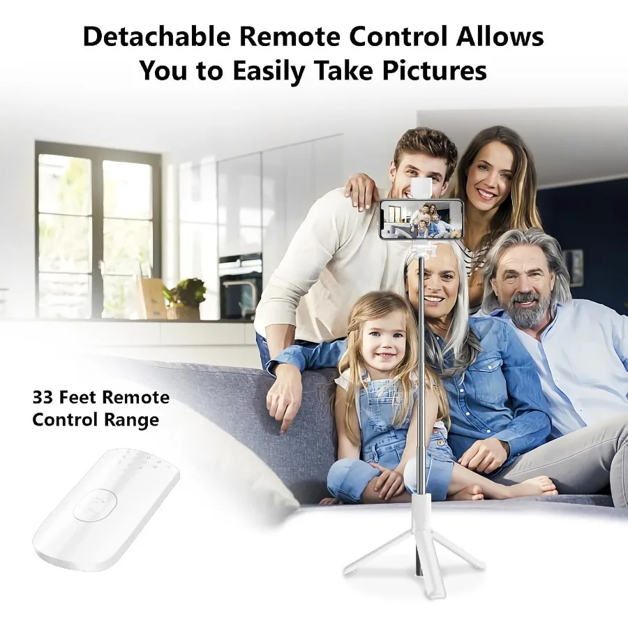 셀카봉 삼각대 40인치 접이식 삼각대 아이폰용 무선 리모컨 조명 휴대용 휴대폰 삼각대 사진 촬영용
