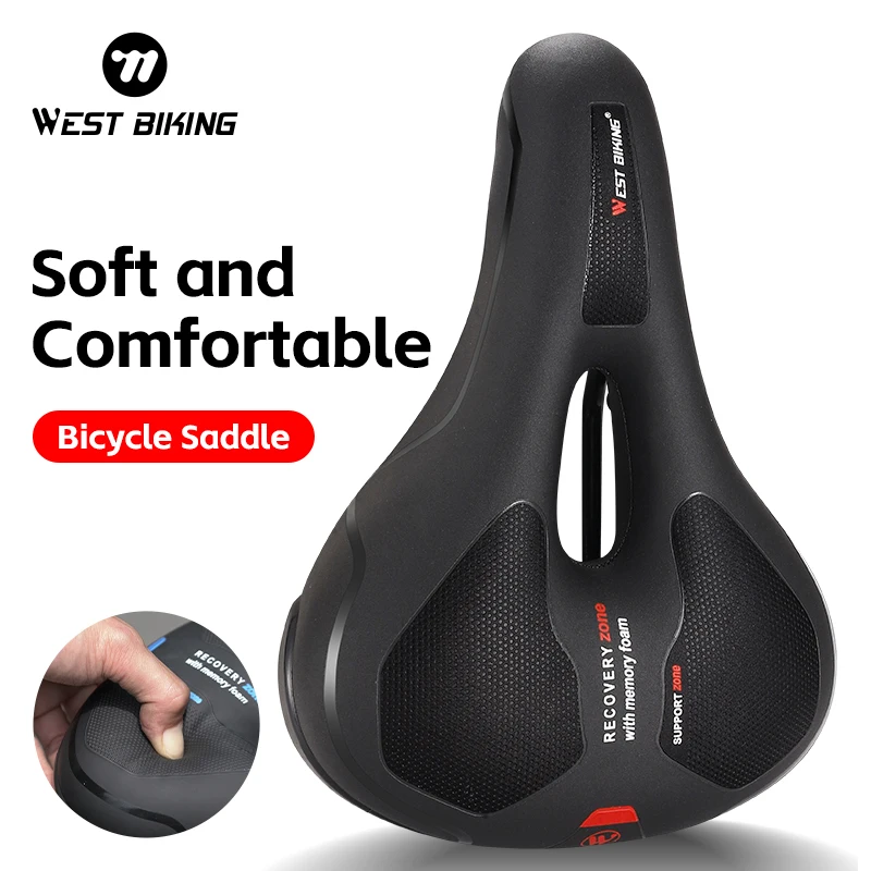 

WEST BIKING Comfortable Bicycle Saddle Shock Absorption Rebound MTB Road Bike Cushion Waterproof Bike Seat Cycling Accessories