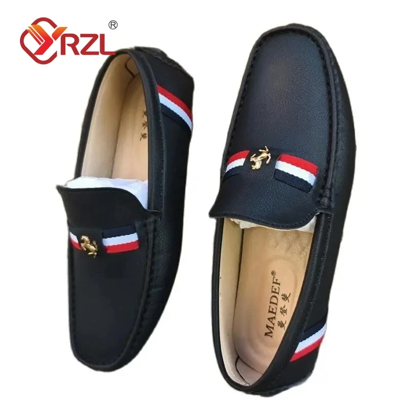 YRZL Loafers Men New Design PU Leather Loafers for Man Casual Slip on Moccasins Men Comfy Brown Moccasin Driving Loafers for Men