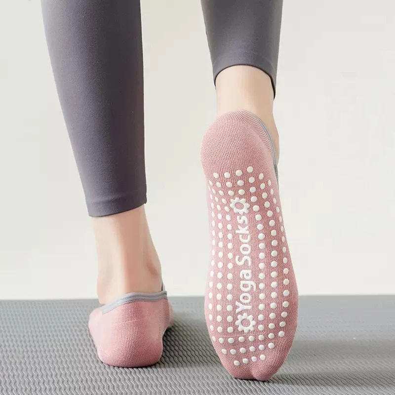 Calcetines de Yoga con parte inferior de toalla transpirable para mujer, medias antideslizantes de silicona para Pilates, calcetines de algodón para entrenamiento físico y danza de Ballet