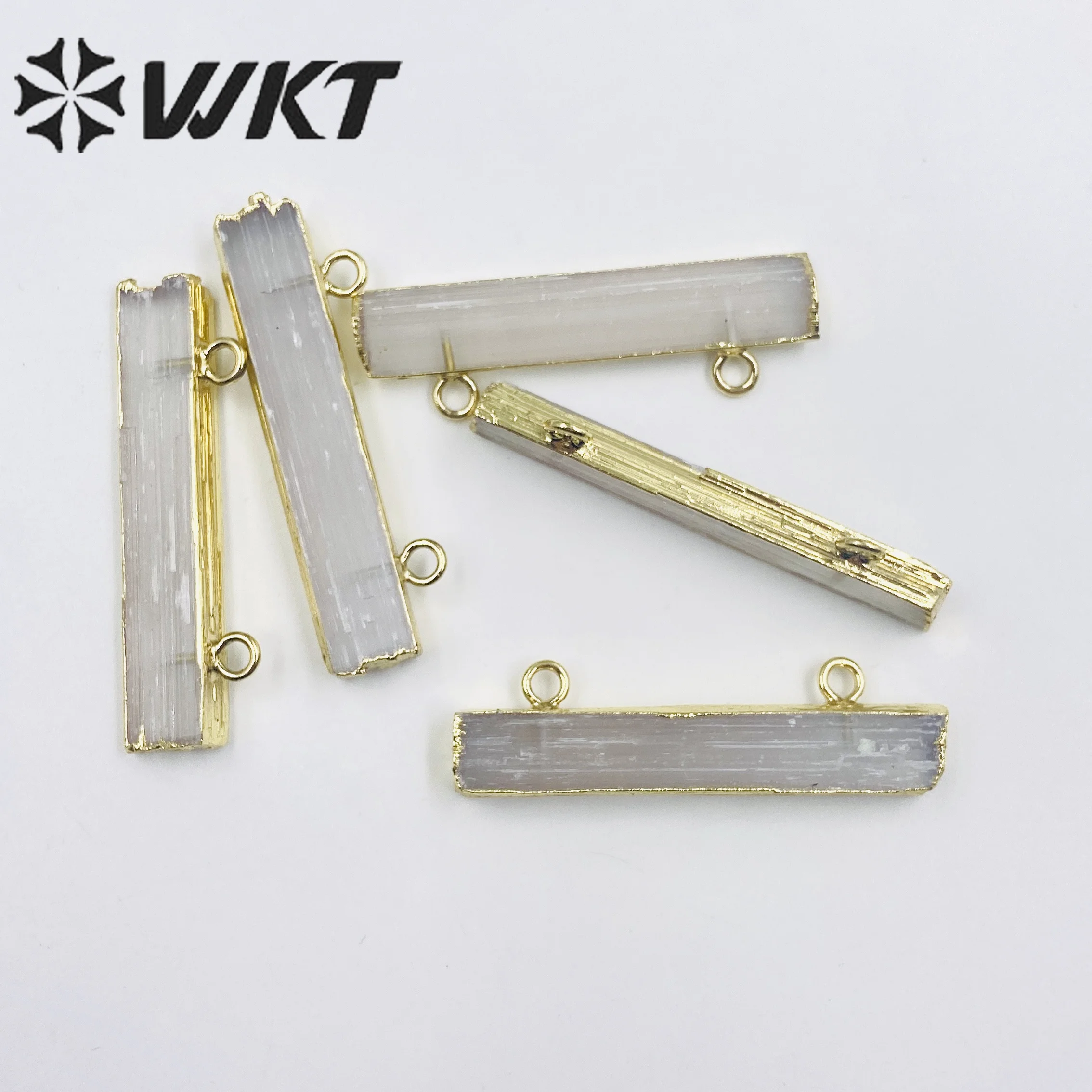 WT-P1311 Wholesale Fashion Selenite Stone Pendant Double Hook Classic Rectangle Shape Pendant For Woman Jewelry Making