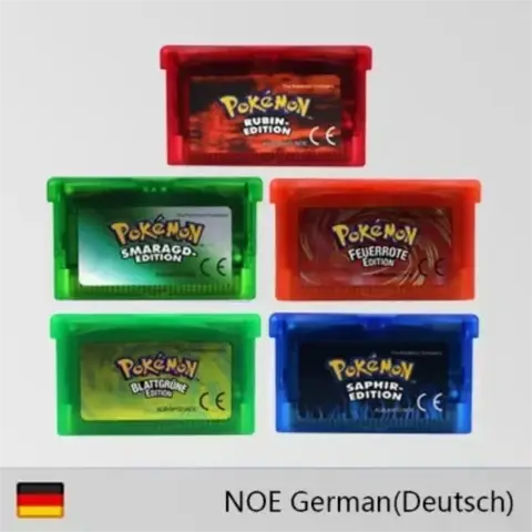 GBA Game Cartridge 32 Bit NOE Video Game Console Card Pokemon Smaragd- Feuerrote Rubin- German Language Shiny Label