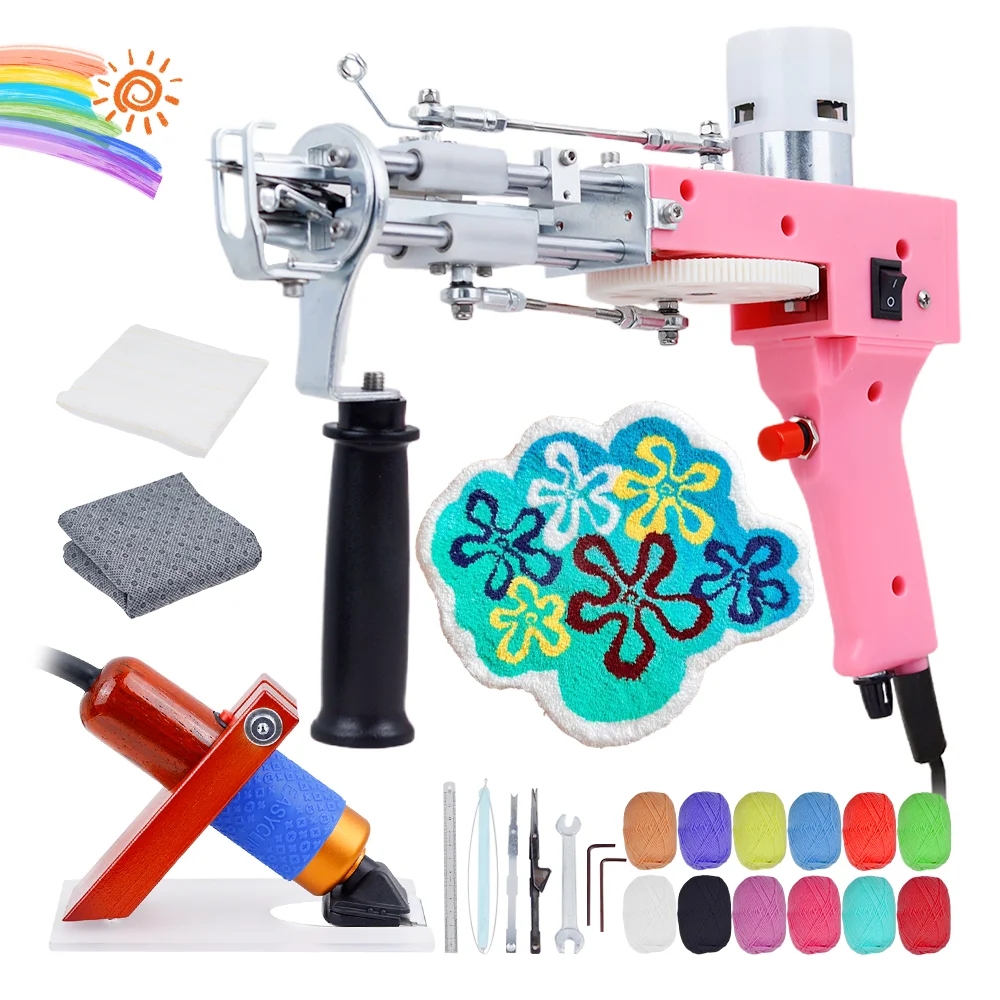 Tufting Gun 2 in 1 Set Cut Loop Pile DIY Tools Electric Carpet tapis Weaving Knitting Tufting Gun Weaving Flocking Rug Machine