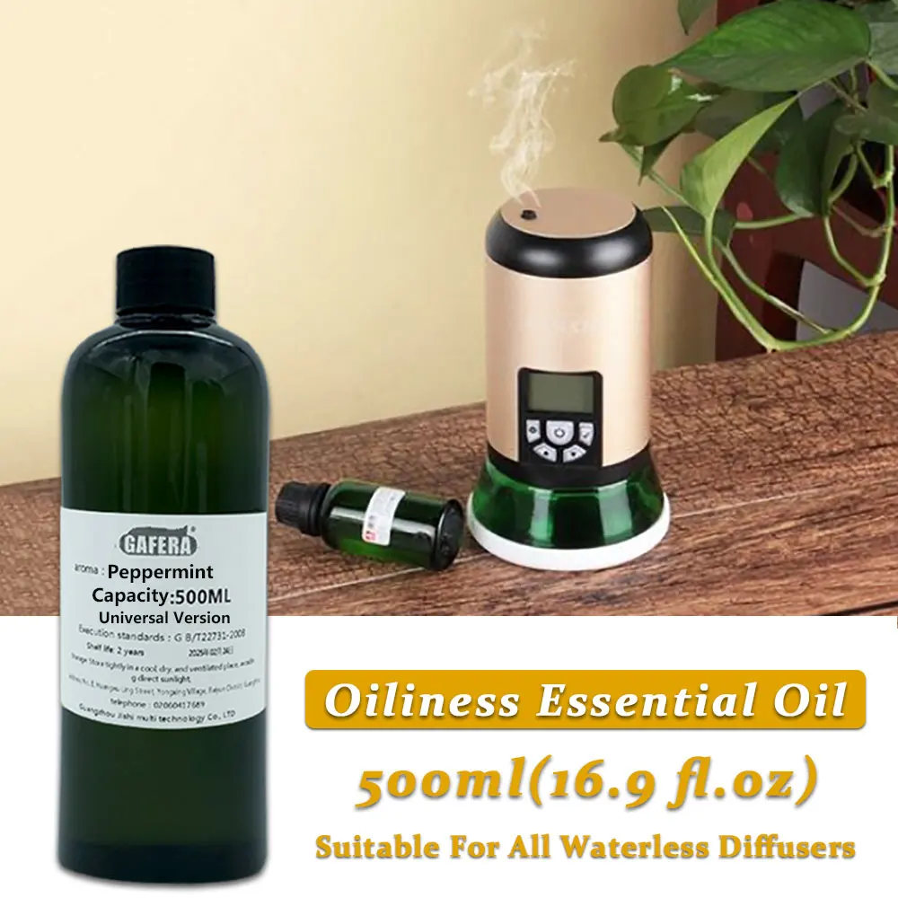 Huile essentielle GAFERA 500 ml (16,9 fl.oz) Menthe poivrée/Hilton, pour tous les diffuseurs sans eau, huile aromathérapeutique de rechange pour diffuseur d'hôtel