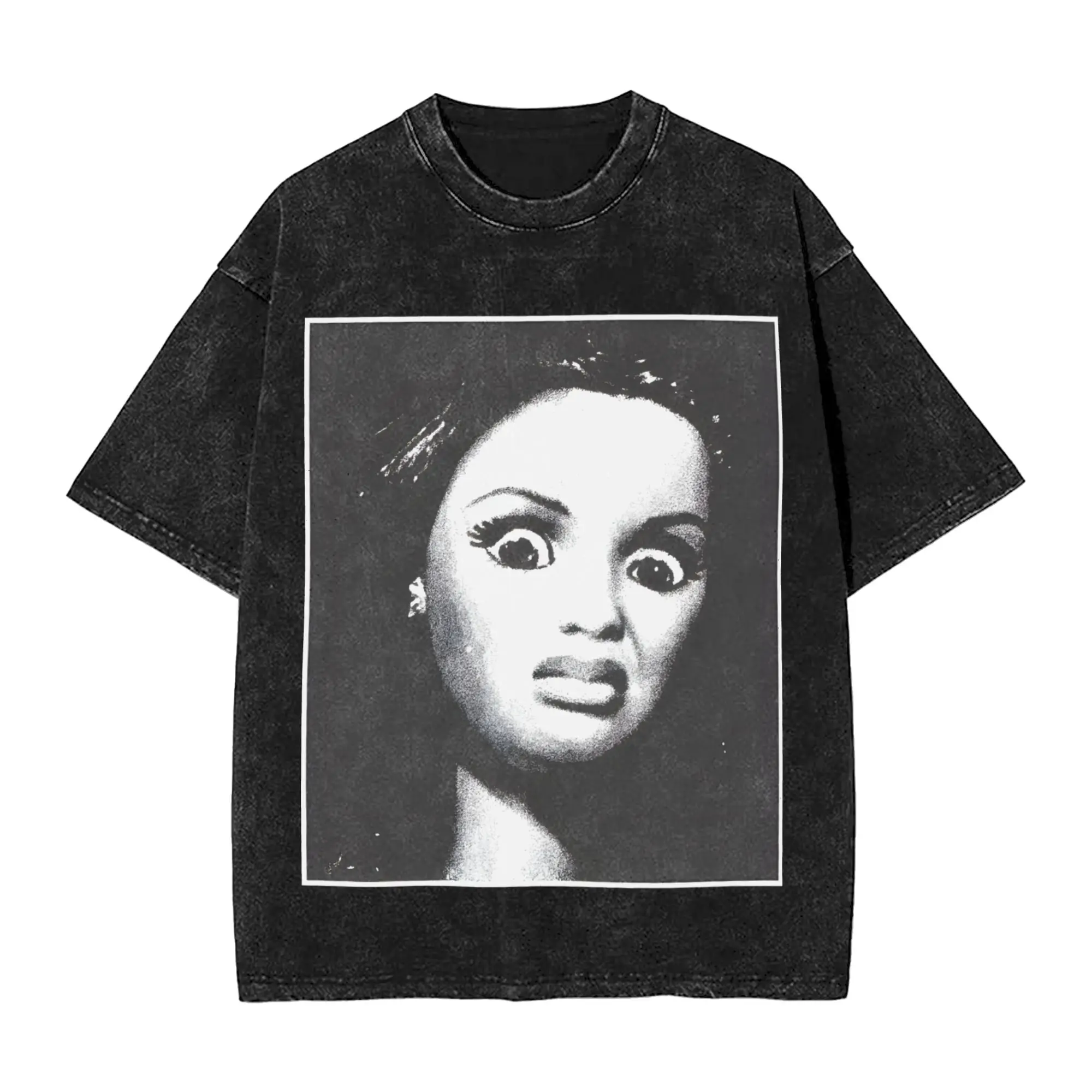 Disgusted Face Meme Doll Babe Apparel Washed T Shirts for Men Women Streetwear Hip Hop T-Shirts Summer  Tee Shirt Short Sleeve