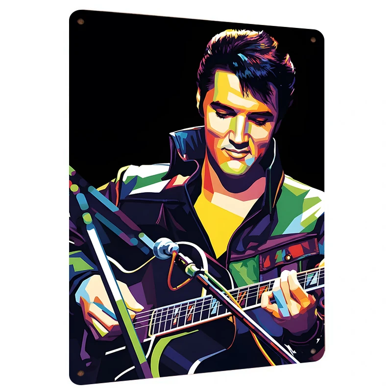 Elvis Presley Pop Art Metal Wall Decor Rock Music Guitarist Singer Vintage Iron Painting for Home Bar Decoration