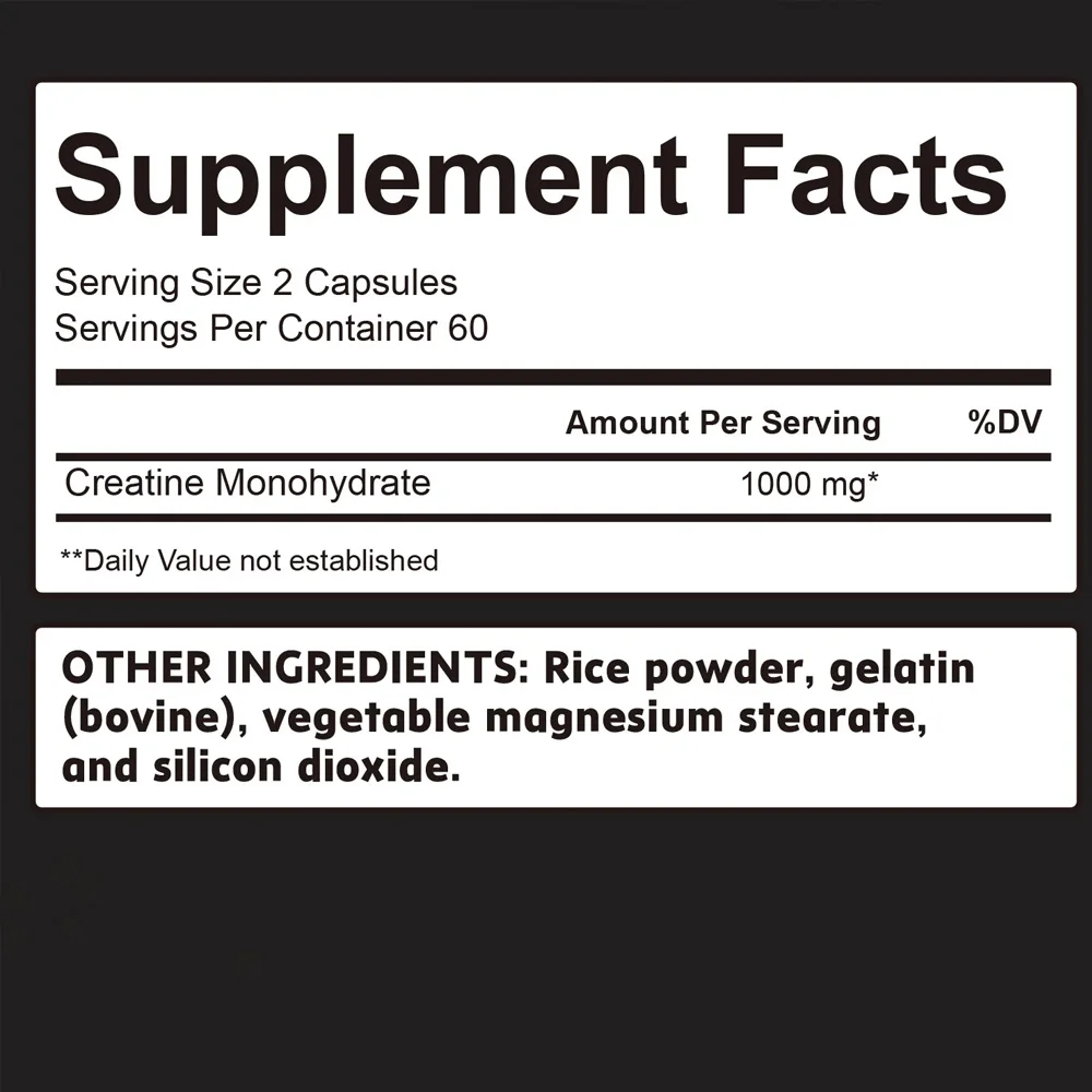 Micronized Creatine Capsules - Build Muscle & Enhance Performance for Muscle Endurance - 120 Capsules