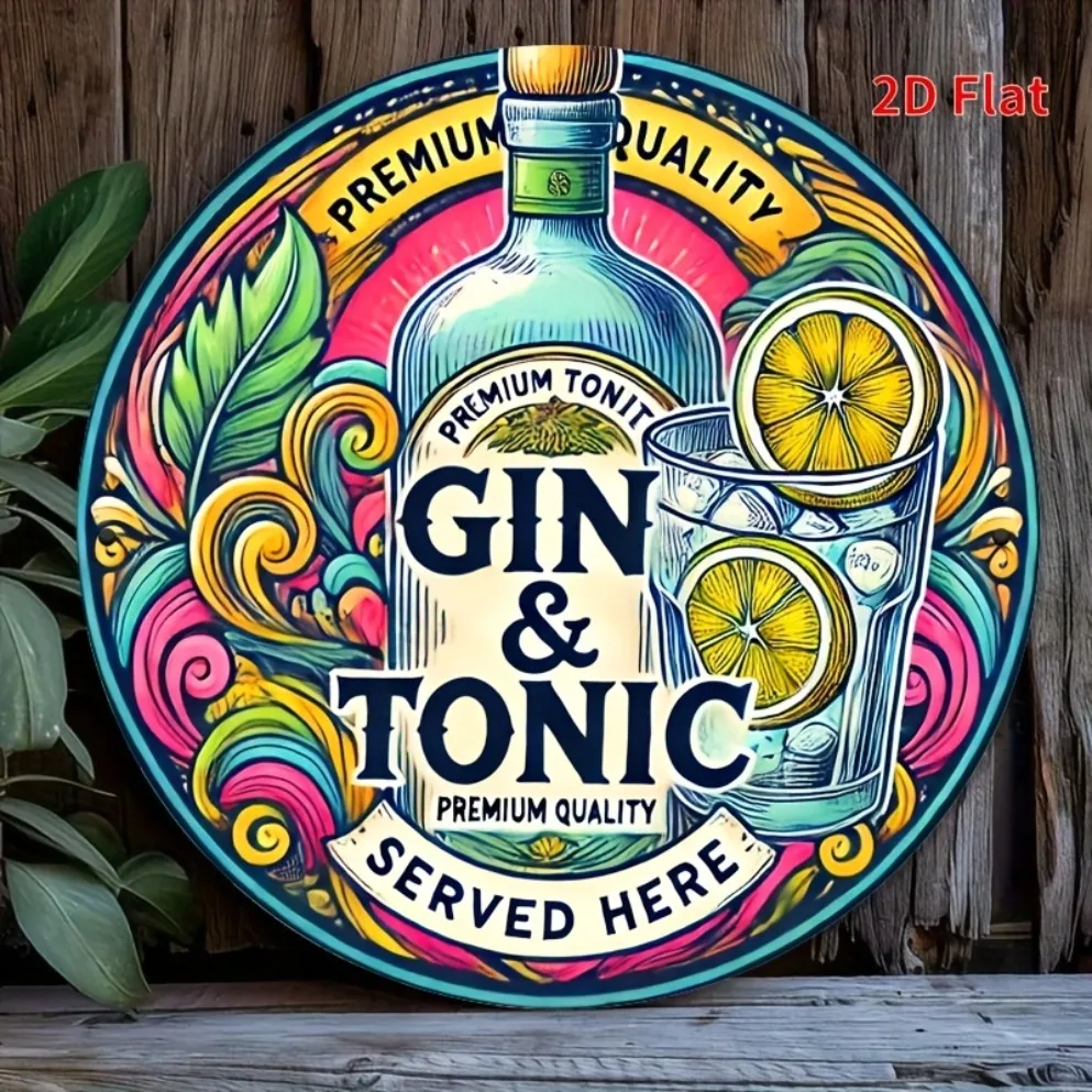 2D Printed Gin & Tonic Wall Mural – Suitable for Homes & Bars – Durable Art, Ideal Gift – Perfect for Gin Bars, Room Decoration