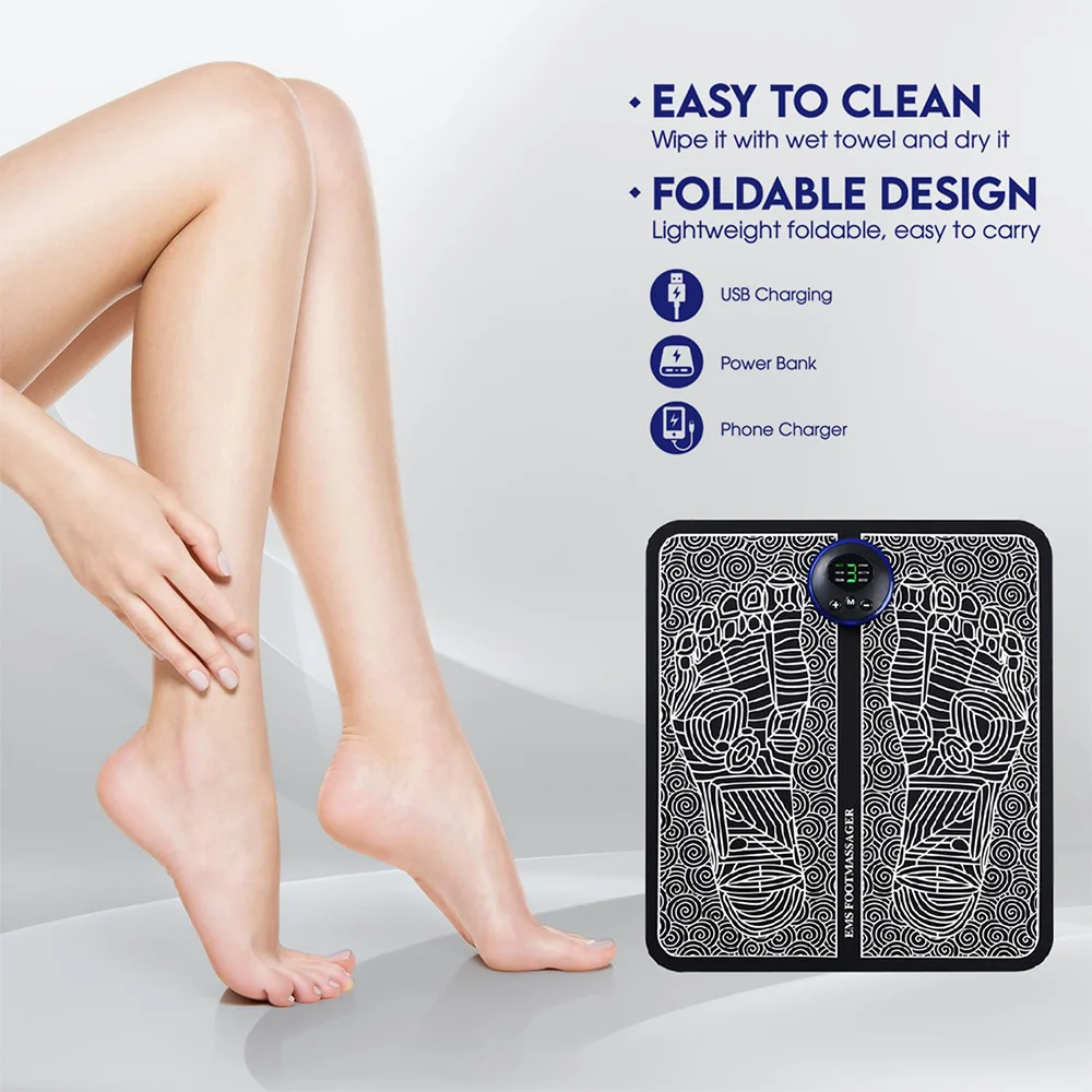 Intelligent  Massager EMS Pulse Micro Current Foot Massage Ppad Charging Physical Therapy Foot Massage Pad