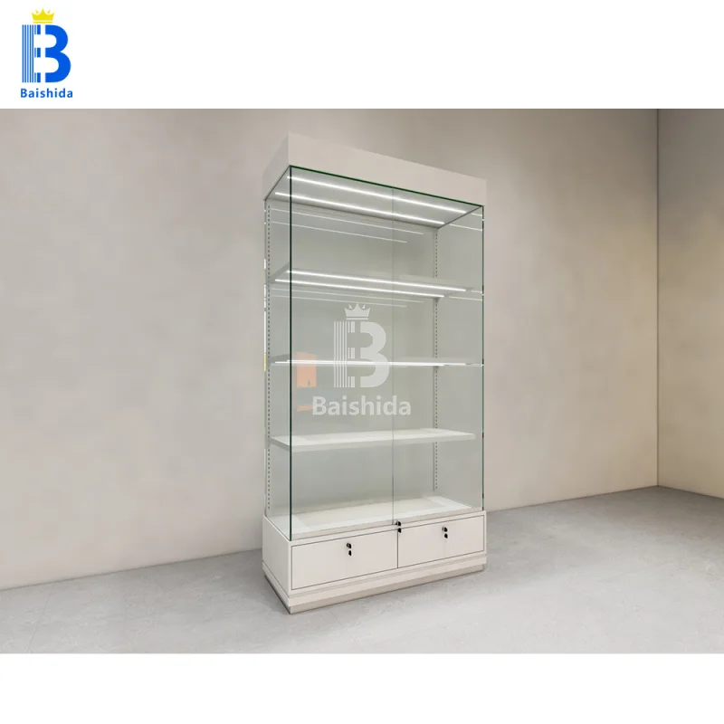 مخصص. تخصيص متجر بيع بالتجزئة الملحقات خشبية السيجار متجر عرض خزانة قابل للتعديل معرض الزجاج صفح