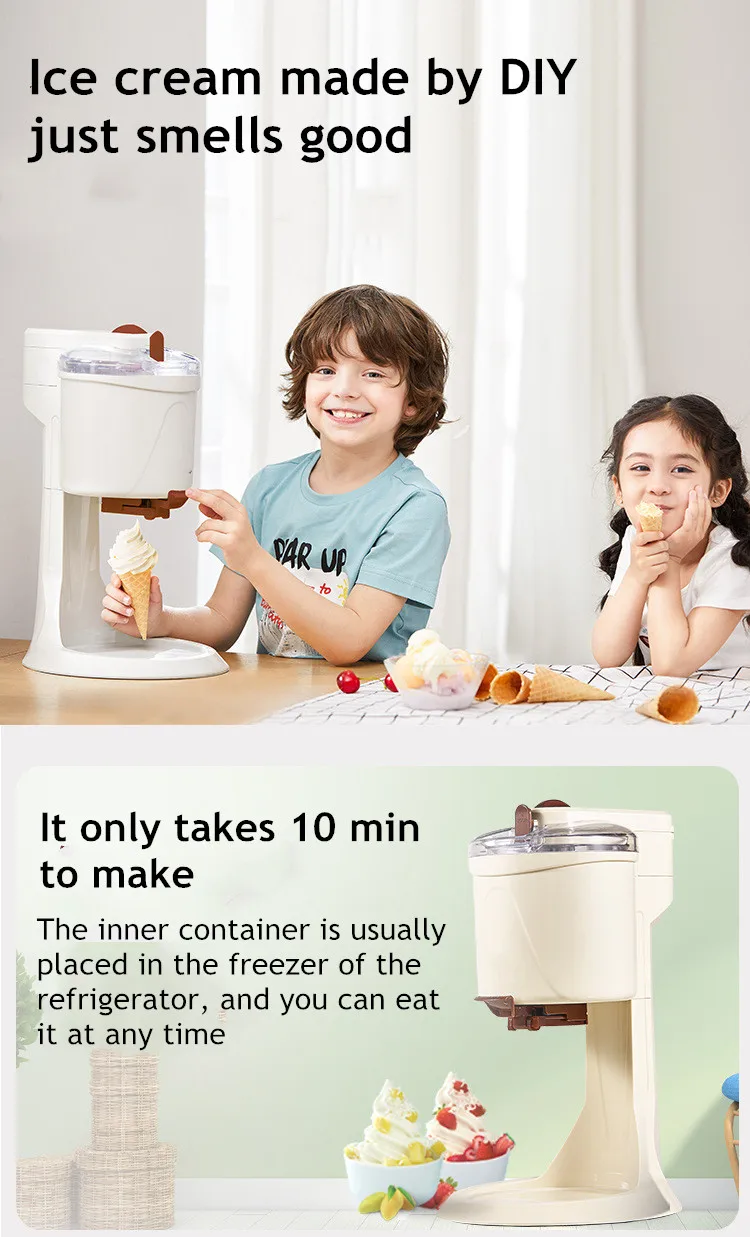 Eismaschine, manuell, automatische Tischplatte, einfache Bedienung, große Kapazität, Mini-Soft-Eismaschine für Zuhause, DI – Detail 2