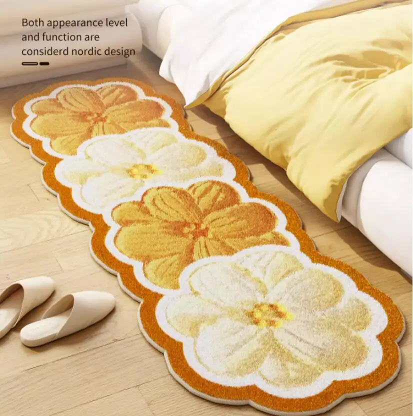 

Ins Style Floral Cashmere Carpets for Living Room Home Decor Area Rug Large Thick Lounge Rugs Soft Mat Bedroom Bedside Carpet